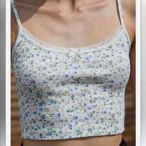 Brandy Melville Sage Green Wynn floral lace tank set of 4 crop top S bundle lot